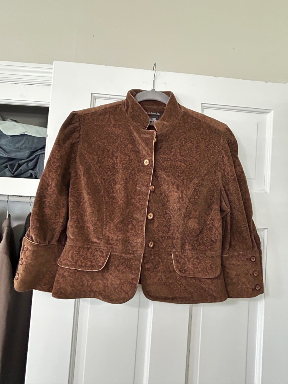 Heart Moon Star Brown Patterned Button-Front Jacket